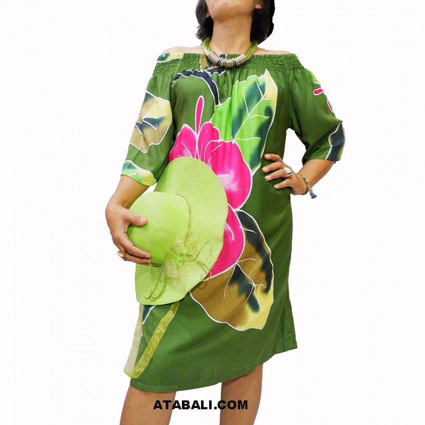 Poncho Top Dress Rayon Material Sabrina Style Handpainting Made In